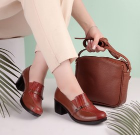 تصویر کفش چرم زنانه کد 215 