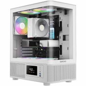 تصویر کیس کامپیوتر گیم دیاس Atlas E2 CG ARGB Mid Tower سفید Gamdias Atlas E2 CG ARGB Mid Tower White Computer Case