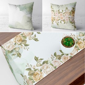 تصویر ست کوسن و رانر کد S142 گلدار