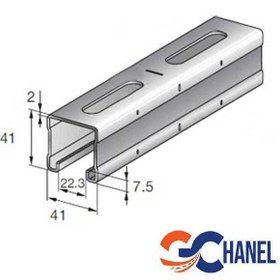 تصویر پروفیل ساپورت تاسیسات سی چنل 41x41 ضخامت 2 میلیمتر طول یک متر 