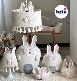 تصویر ست ۴ تکه سیسمونی قیطان دوزی کودک تاتی- خرگوش 