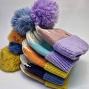 تصویر کلاه بافت وارداتی بچگانه طرح رنگین کمان 