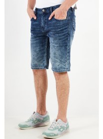 تصویر شلوارک جین شسته شده مردانه، آبی برند jack & jones Men Washed Denim Short, Blue