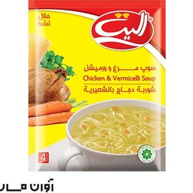 تصویر سوپ مرغ و ورمیشل نیمه آماده الیت 65 گرمی در بسته بندی 12 عددی 