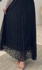 تصویر دامن پلیسه مجلسی گیپور کمر کش - سفید / فری سایز 