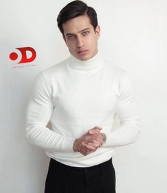 تصویر بافت یقه اسکی سفید ساده Plain white turtleneck texture