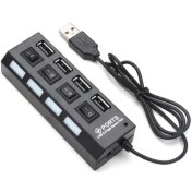 تصویر هاب 4 پورت آداپتور خور کلیددار LED دار USB2.0 Kaiser KH-12 