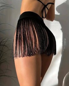 تصویر دامن ریشه ای - مشکی 