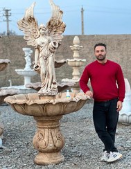 تصویر آبنما طرح برگی با مجسمه بالدار سفید مدل A116 