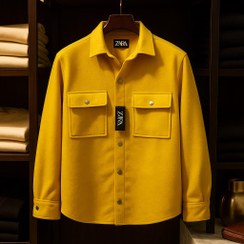 تصویر کت فوتر مردانه زرد کهربایی گرم - ضخیم پارچه کشمیر | کالکشن اولد مانی اورجینال دیلم 