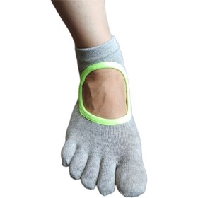 تصویر جوراب یوگا و پیلاتس تراباند کف ژله دار استپ دار Tera-band yoga socks