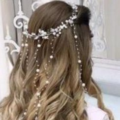 تصویر ریسه مو آبشاری طرح ملیکا۱ با ۹ آویز،اکسسوری عروس 