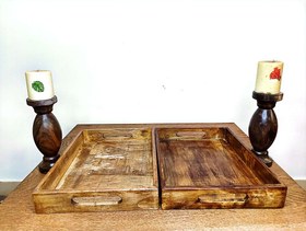 تصویر سینی دسته دار چوبی 