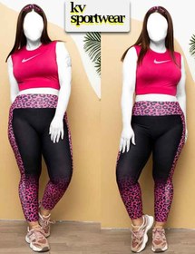 تصویر ست نیم تنه لگ سایز بزرگ ورزشی زنانه NIKE کد 001 NIKE womens large size sports bra set code 001