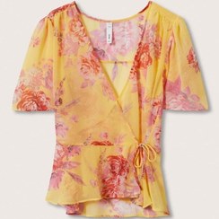 تصویر بلوز زنانه زرد برند mango 27037131 Çiçekli Anvelop Bluz