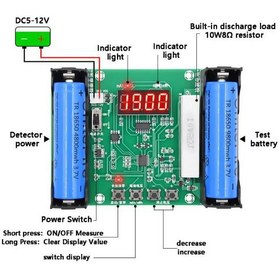 تصویر تستر ظرفیت باتری لیتیوم یون ۱۸۶۵۰ مدل XH-M240 