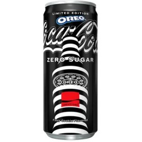 تصویر نوشابه قوطی بلژیکی کوکاکولا اورئو Coca Cola Zero Sugar Oreo Asia بدون شکر 330 میل 