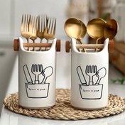 تصویر جاقاشقی سرامیکی دسته بامبو 