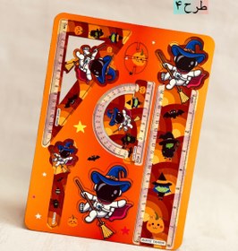 تصویر ست خط کش گونیا نقاله چوبی طرح فضانورد 