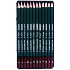 تصویر ست مداد طراحی آریا جعبه فلزی Arya Artist Drawing & Sketching Pencil Set - 3075