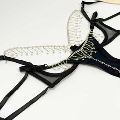 تصویر ست فانتزی زنانه مشکی مدل زنجیر دار ANATEF 