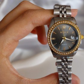 تصویر رولکس دور نگین گرد - سفید 