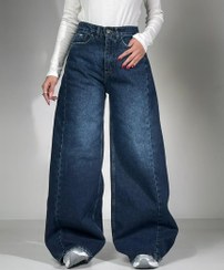 تصویر شلوار شافل پایین ریش آبی تیره کد 1000195 