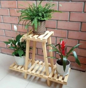 تصویر استندگل چوبی باچوب روس محکم wooden flower stand with solid russian