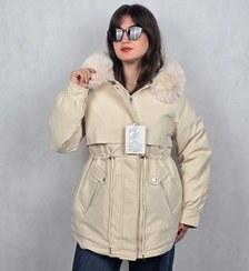 تصویر کاپشن خارجی کلاه خزدار 2208 - استخونی / L 