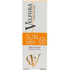 تصویر ولفورا کرم ضدآفتاب SPF 50 بی رنگ مناسب پوست چرب VELFORA 