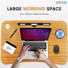 تصویر OFIXO Multi Purpose Laptop Table/Study Table/Bed Table/Foldable and Portable Wooden/Writing Desk (Wooden) | میز لپ تاپ چند منظوره OFIXO / میز مطالعه / میز تخت خواب / میز تحریر چوبی تاشو و قابل حمل (چوبی) 