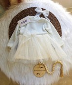 تصویر پیراهن مجلسی نوزادی با گلسر نجیکس سایز ۹ تا ۱۲ ماه 