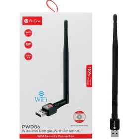 تصویر کارت شبکه بی سیم آنتن دار ProOne USB 2.0 مدل PWD86-600 Mbps 