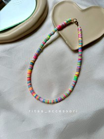 تصویر گردنبند صدف و فیمو رنگی 