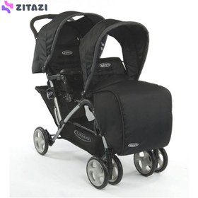 تصویر کالسکه دوقلو گراکو مدل Graco Stadium Duo Stroller - Black Grey