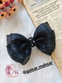 تصویر گلسر حریر نگین کوب - رنگ سفید 