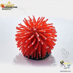 تصویر دکوری شقایق مصنوعی قرمز برای آکواریوم کد RT185S green artificial anemone RT185s