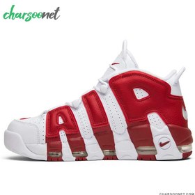 تصویر کفش بسکتبال نایکی مدل ایر آپتمپو رنگ سفید قرمز 