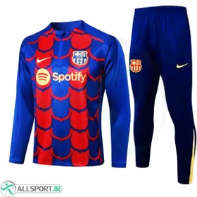 تصویر ست نیم زیپ شلوار بارسلونا Barcelona 2024-25 Blue Red Tracksuit 