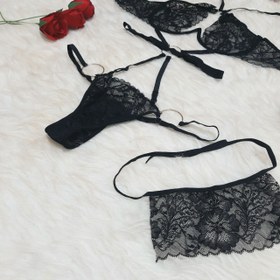 تصویر سرهمی فنردار فانتزی همراه چشم‌بند زنانه از جنس گیپور کد 0134 Women's lingerie