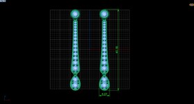 تصویر فایل سه‌بعدی گوشواره طلا مدل 100193 – طراحی ظریف با سنگ‌های گرد 