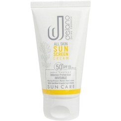 تصویر کرم ضد آفتاب فاقد چربی بی رنگ SPF50 دلانو 50 میل 