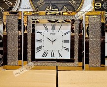 تصویر ساعت دیواری آینه ای پینار مدل ۳ تیکه سایز ۶۰ رنگ طلایی 