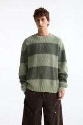 تصویر ژاکت مردانه اورجینال برند پل اند بیر PULL&amp;BEAR Striped sweater 