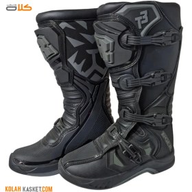 تصویر بوت موتور سواری کراسی تایگر رنگ مشکی مدل T3 Cross Tiger Motorcycle Boots Model T3 Black Red