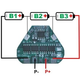 تصویر ماژول محافظ شارژ باتری لیتیومی 3 سل 10A مدل XR-CWSJ ماژول محافظ شارژ باتری لیتیومی 3 سل 10A مدل XR-CWSJ