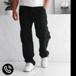 تصویر شلوار کارگو پارچه جین پنبه کجراه مردانه 