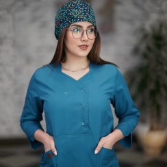 تصویر ست اسکراب زنانه آستین سه ربع سبز کله غازی 