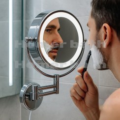 تصویر اینه اصلاح کروم براق چراغ دار 