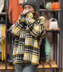 تصویر پیراهن پشمی چهارخونه - طوسی زرد 